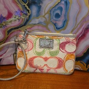 Coach Poppy Scribble Wristlet